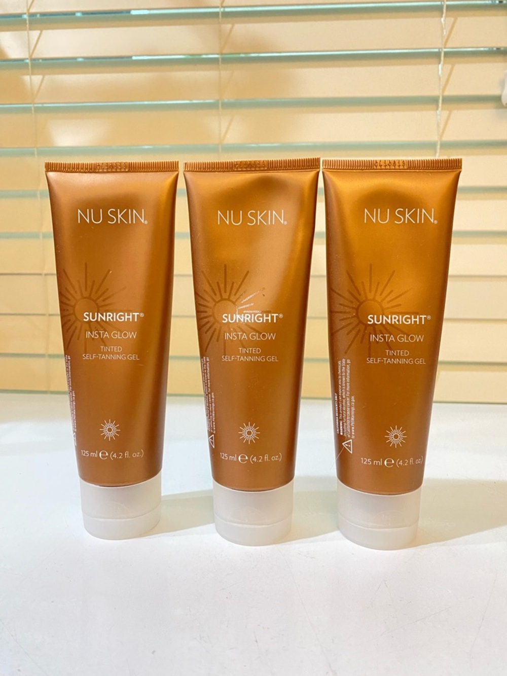 Skin Sunright Insta Glow Tinted Self-Tanning Gel — Three tubes Exp Date: 04/2023